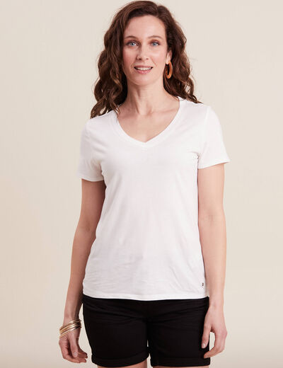 T-shirt manches courtes ecru femme