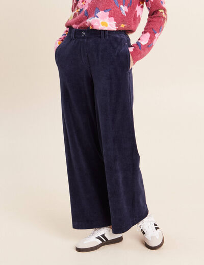 Pantalon en velours bleu marine femme