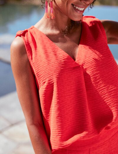 Blouse sans manches orange femme