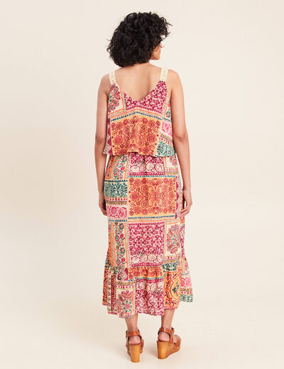 Robe fluide &eacute;vas&eacute;e &agrave; fines bretelles rose femme