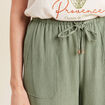 Pantalon large fluide vert kaki femme