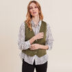 Veston sans manches satin vert olive femme