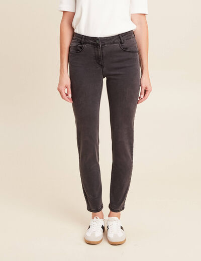 Jean ajusté taille basculée denim gris femme