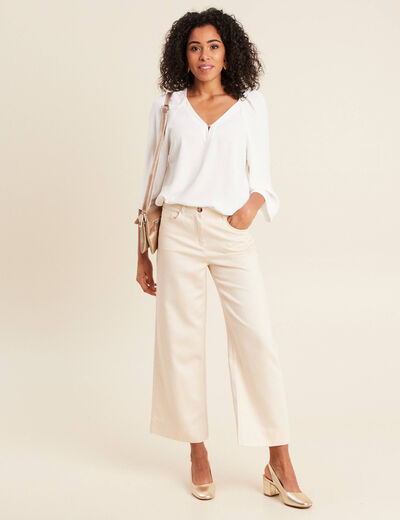 Blouse manches 3/4 ecru femme