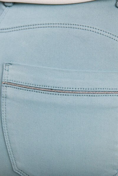 Pantalon ajusté taille haute bleu canard femme