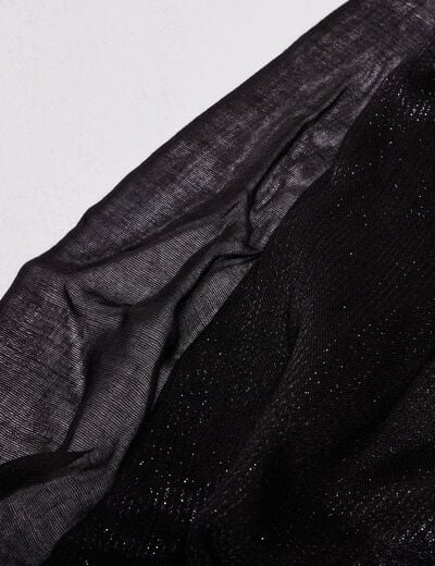 Foulard brillant &agrave; franges noir femme