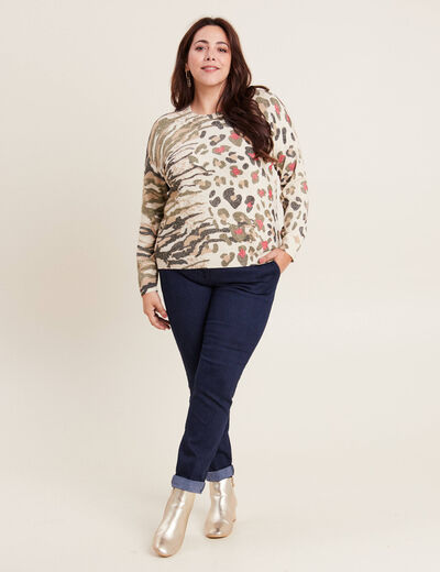 Pull manches longues vert kaki femme