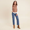 Top cintr&eacute; sans manches col rond camel femme