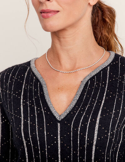 Pull manches longues noir femme