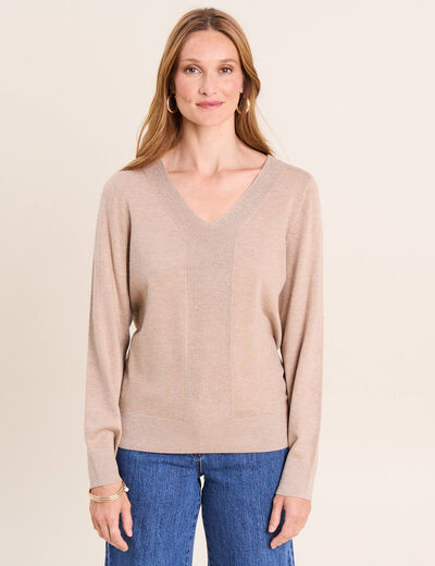 Pull manches longues beige femme
