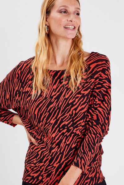 Pull manches longues orange foncé femme