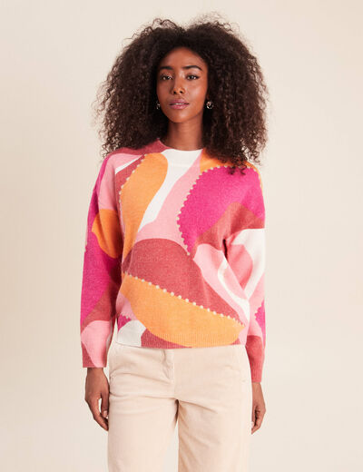 Pull col montant orange femme