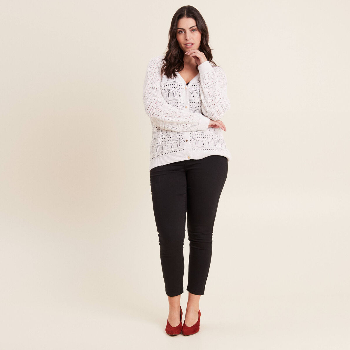 Pantalon ajusté taille haute noir femme