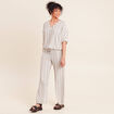 T-shirt effet boule col v manches coudes blanc femme
