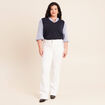 Pantalon coupe bootcut &agrave; pont blanc femme