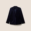 Veste velours manches longues doubl&eacute;e bleu marine femme