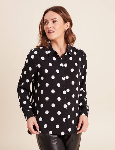 Chemise fluide manches longues noir femme
