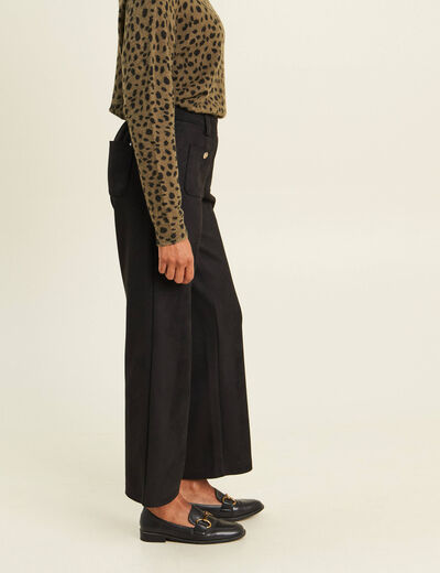 Pantalon aspect daim noir femme