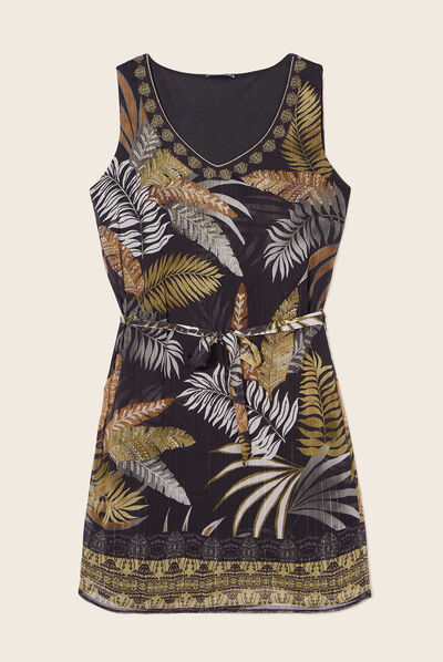 Robe droite sans manches noir femme
