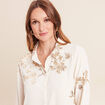 Chemise &agrave; sequins manches longues ecru femme