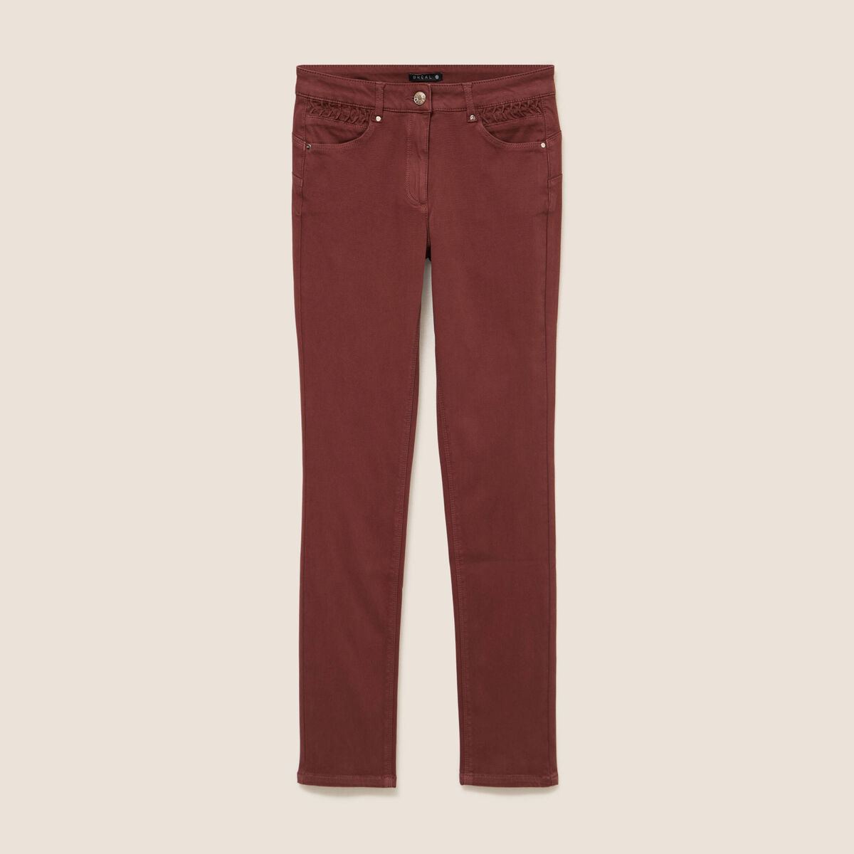 Jean coupe ajust&eacute;e taille bascul&eacute;e marron femme