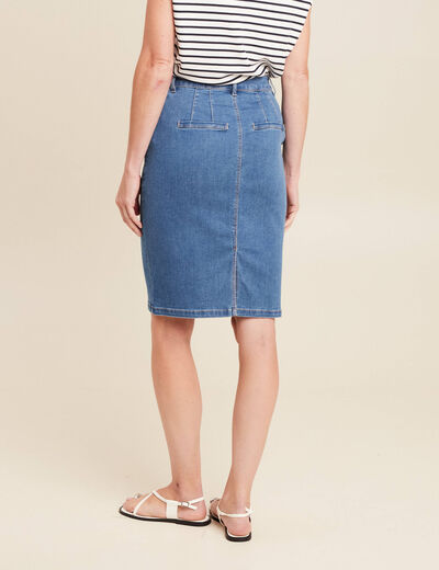 Jupe en jean longueur genou denim double stone femme
