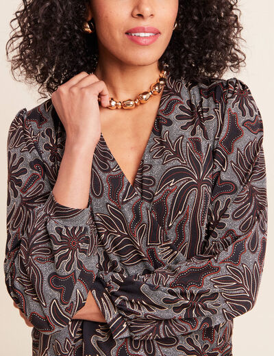 T-shirt cache-c&oelig;ur noir femme