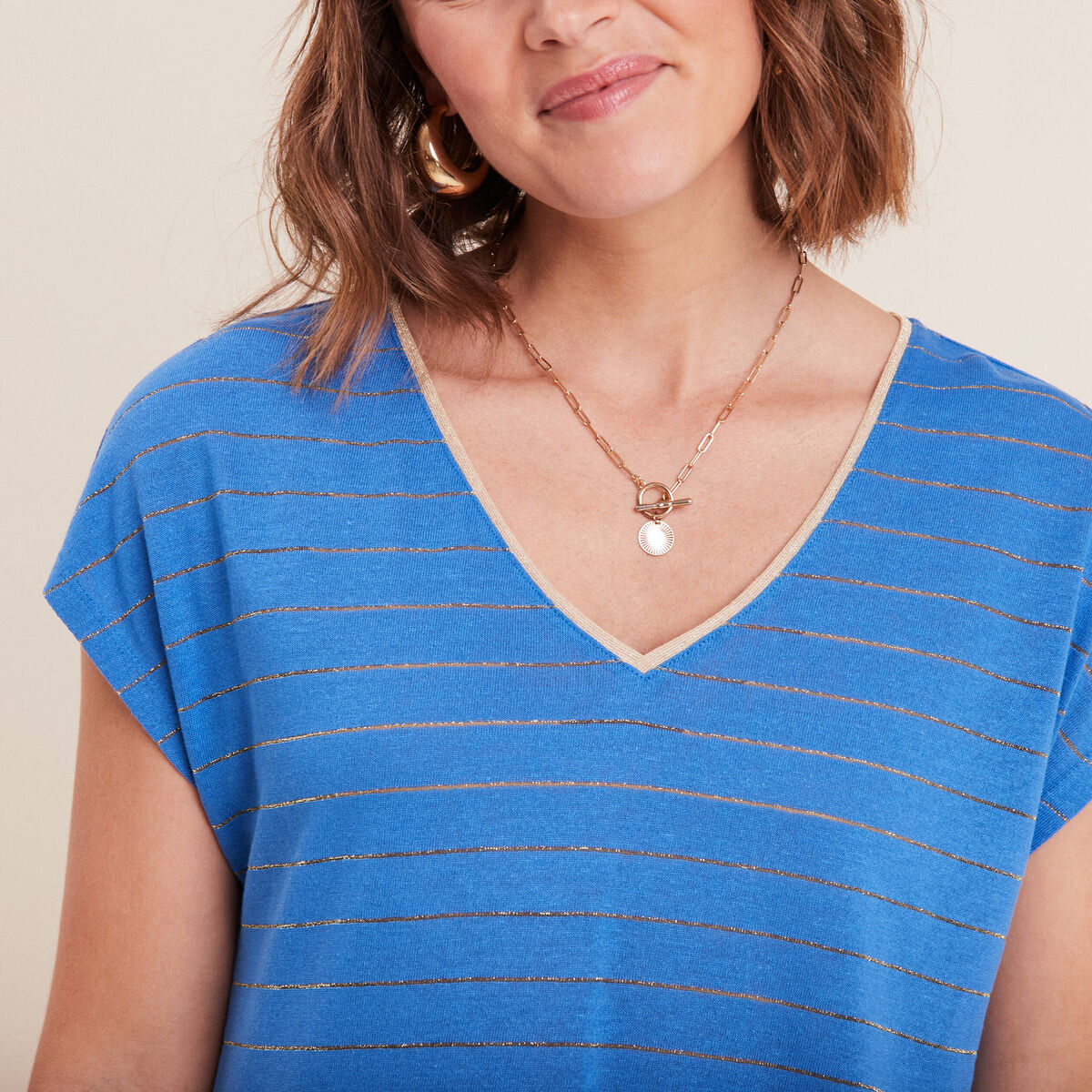 T-shirt manches courtes bleu femme