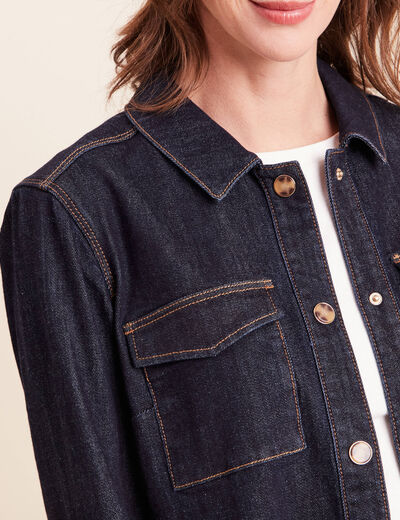 Veste droite &agrave; manches longues denim brut femme