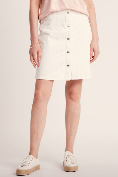 Jupe droite réversible blanc femme
