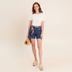 T-shirt col rond manches courtes ecru femme