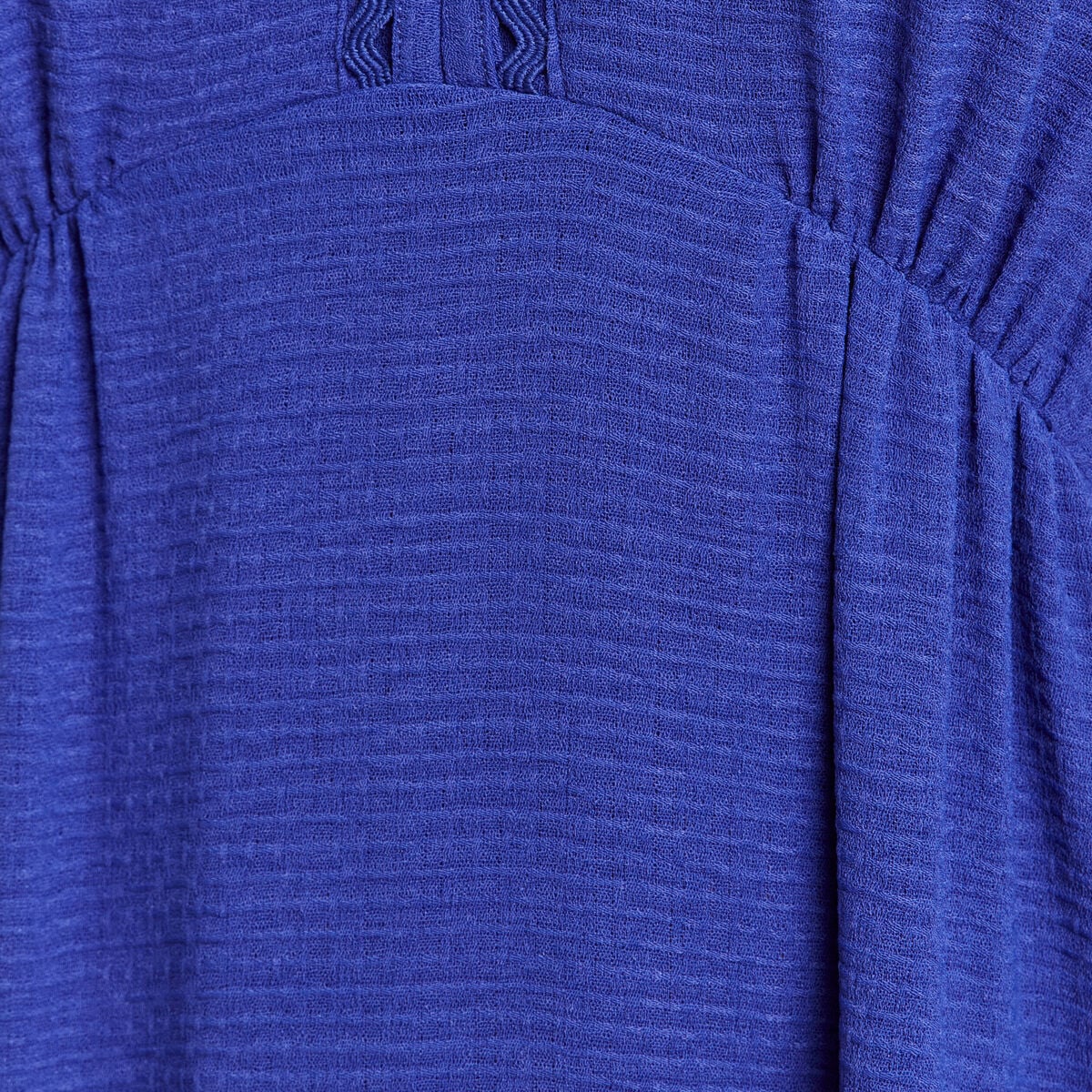 Robe longue &eacute;vas&eacute;e col v manches coudes bleu fonc&eacute; femme