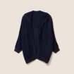 gilet droit mi-long à capuche bleu marine femme