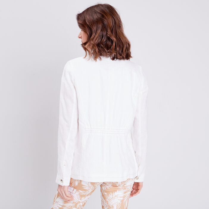 Veste droite boutonnée ecru femme