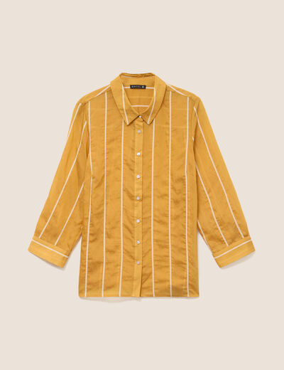 Chemise ample manches 3/4 col chemise jaune femme