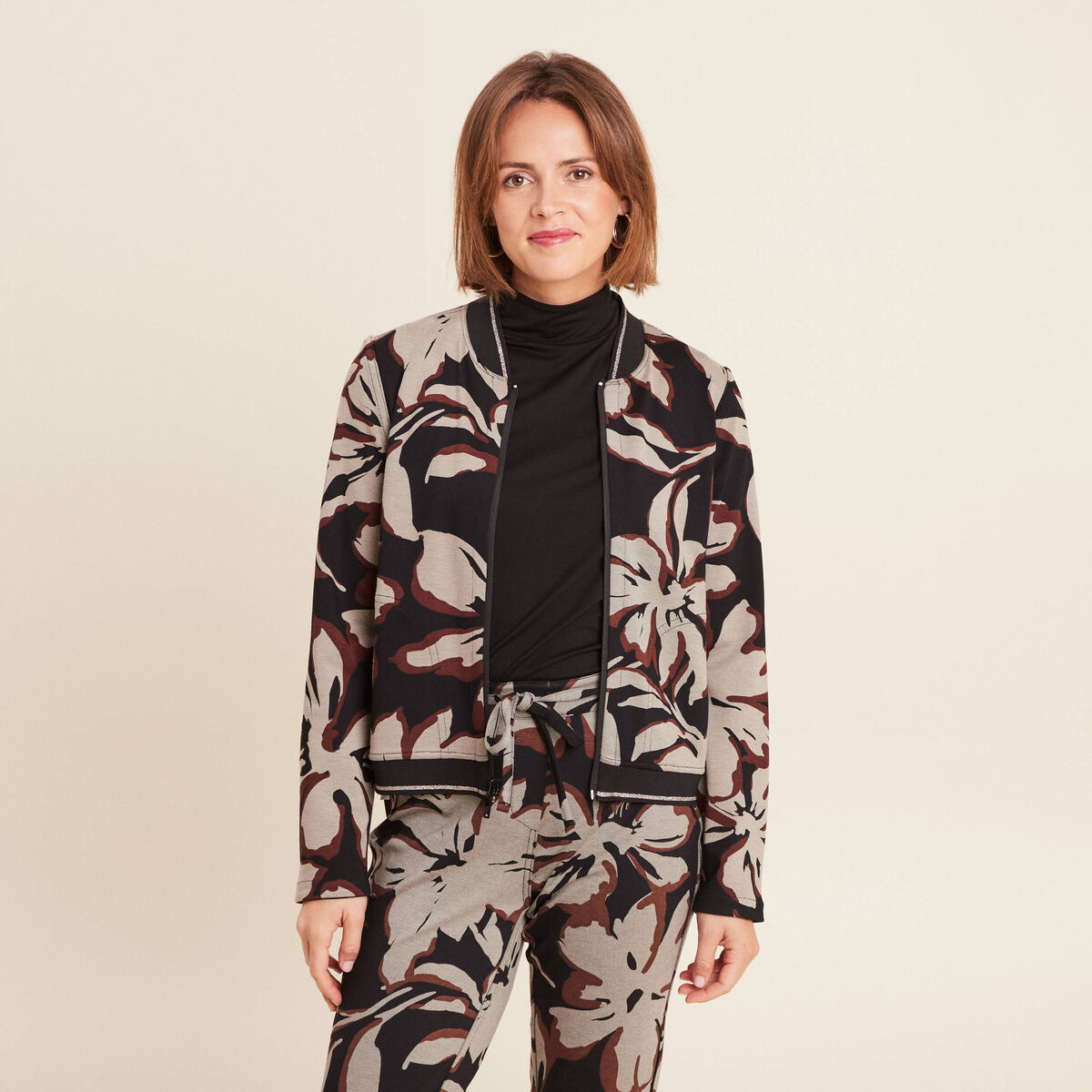Blouson zippé réversible marron clair femme