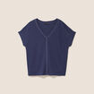 T-shirt droit cropped manches courtes bleu marine femme