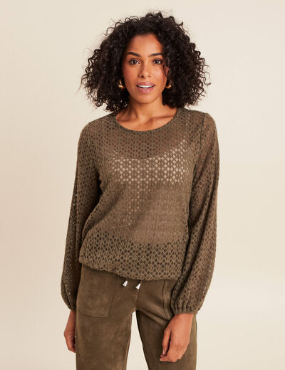 Blouse manches longues vert kaki femme