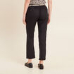 Pantalon coupe chino en lin ceintur&eacute; noir femme