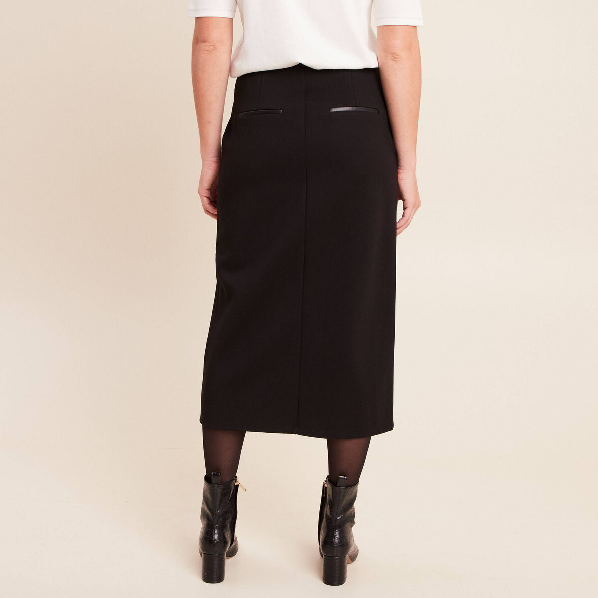 Jupe midi crayon noir femme