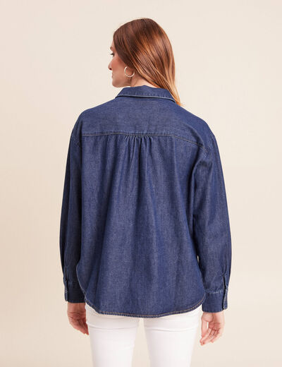 Chemise ample en coton manches longues denim brut femme