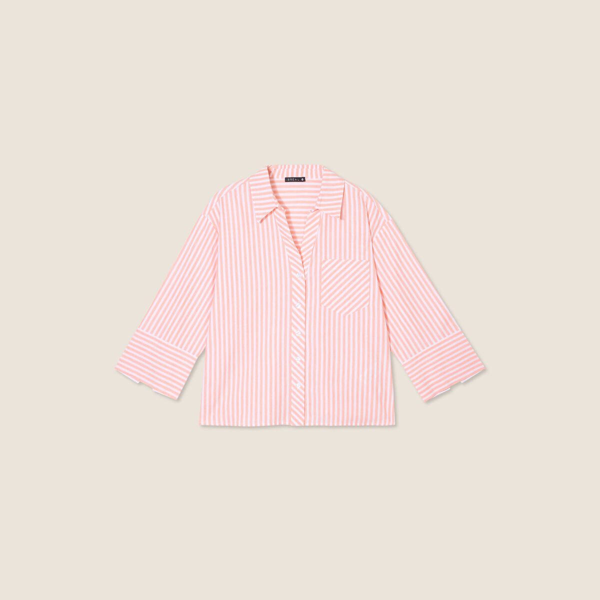 Chemise manches 3/4 orange femme