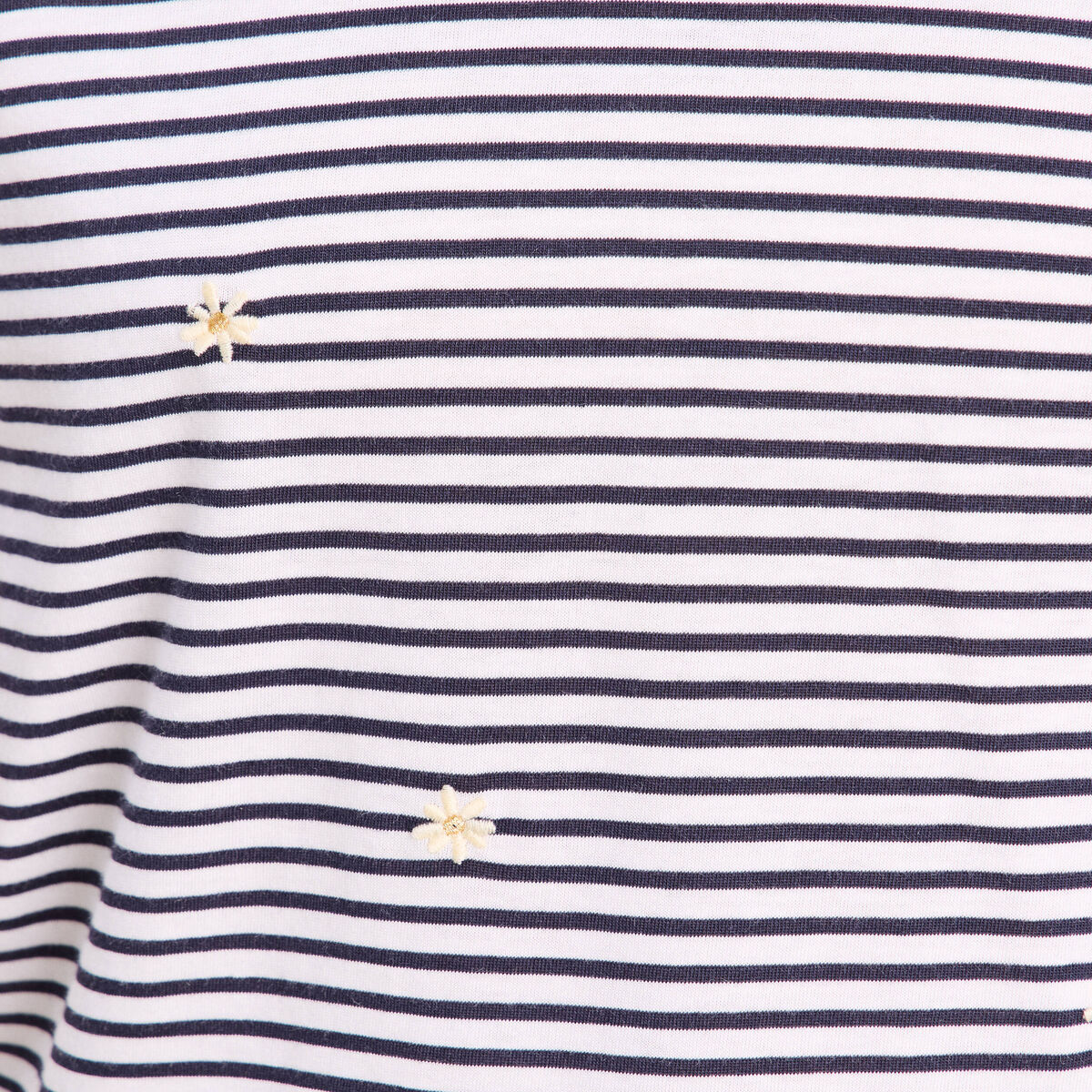 T-shirt droit broderie manches courtes bleu femme