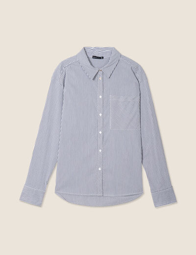 Chemise manches longues bleu foncé femme