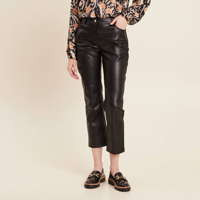Pantalon droit simili cuir noir femme