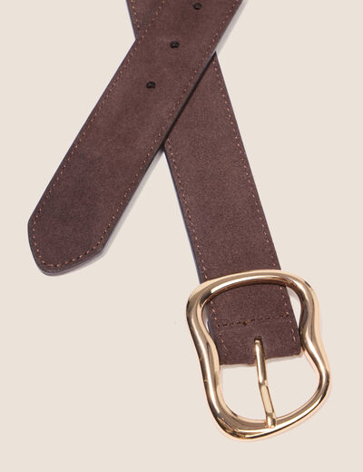 Ceinture en cuir marron fonc&eacute; femme