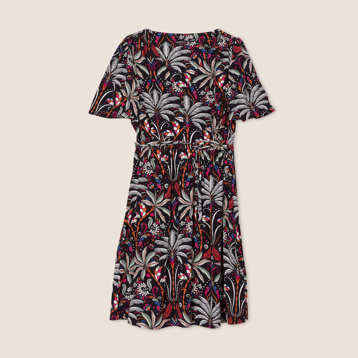 Robe évasée manches courtes noir femme