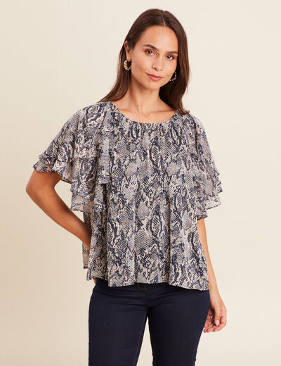 Blouse ample en voile doublée beige femme