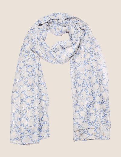 Foulard en voile transparent bleu ciel femme
