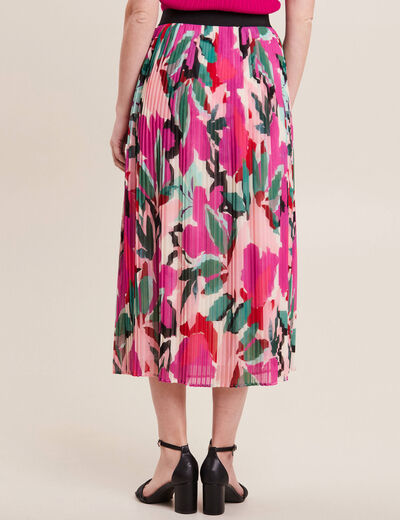 Jupe longue droite plissée multicolore femme
